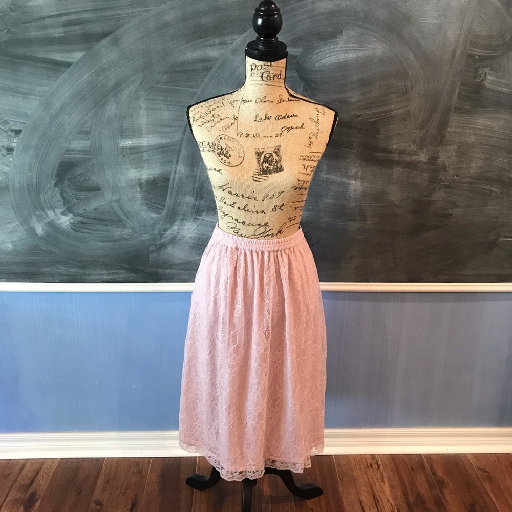 NWT Ann Taylor Loft Outlet Blush Pink Lace Skirt